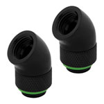 CORSAIR Hydro X XF Black Brass G1/4" 45° Rotary Adapter Fitting - Twin Pack