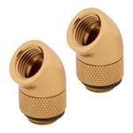 CORSAIR Hydro X XF Gold Brass G1/4" 45° Rotary Adapter Fitting - Twin Pack