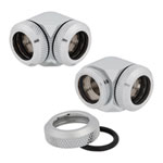 CORSAIR Hydro X XF Chrome Brass 14mm Hardline 90° Compression Fittings - Twin Pack