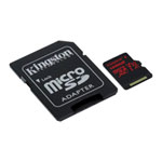 Kingston 128GB 4K Class 10 UHS-I U3 MicroSDXC with SD Adaptor