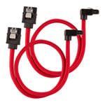 CORSAIR 30cm Red Premium Braided Sleeved 90° SATA Data Cable