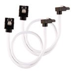 CORSAIR 30cm White Premium Braided Sleeved 90° SATA Data Cable