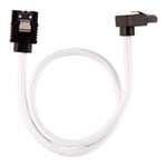 CORSAIR 30cm White Premium Braided Sleeved 90° SATA Data Cable