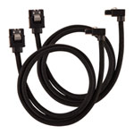 CORSAIR 60cm Black Premium Braided Sleeved 90° SATA Data Cable