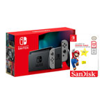 Nintendo Switch Grey Official UK Gaming Console with 256GB SanDisk MicroSDXC Yellow Star Memory Card