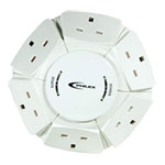 Xclio PowerDome 6 Socket Extension with Surge Protection White