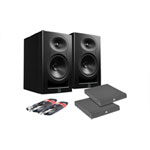 KALI LP-6 Black Monitor Speakers, Adam Hall Iso Pads and Leads Bundle