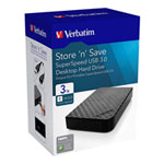 VVerbatim Store 'n' Save 3TB External Portable Hard Drive/HDD - Black