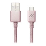 iFrogz UniqueSync Braided USB A to C Charge & Sync Cable Fast 3.0A USB3.1 Rose Gold 1m