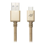 iFrogz UniqueSync Braided USB A to C Fast Charge Cable Gold 1m