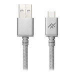 iFrogz UniqueSync Braided USB A to C Charge & Sync Cable Fast 3.0A USB3.1 Silver 1m
