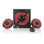 Xclio Gaming 2.1Ch Wireless Bluetooth Speakers with Subwoofer + USB/3.5mm/SD/AUX Black Red