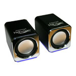 Xclio Digital Mini Stereo Aluminium Speakers Built in Sound Card Black with Blue LED USB