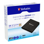Verbatim External Slim x8 CD/DVD MDISC Writer USB Type C/A Bkack PC/MAC