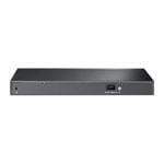 tp-link 16× PoE+ 10/100 Mbps RJ45 ports, 2× Gigabit RJ45 ports, and 1× combo Gigabit SFP slot.