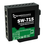 Brainboxes Hardened Industrial 5 Port Gigabit Ethernet Switch