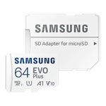 Samsung Evo Plus 64GB 4K Ready MicroSDXC Memory Card UHS-I U1 with SD Adapter