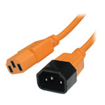 VIDEK 2m IEC C14 to IEC C13 Male-to-Female Mains Power Cable - Orange