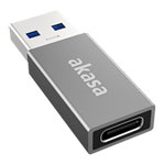 Akasa USB Type-A Male to USB Type-C Female Adapter Black/Space Grey