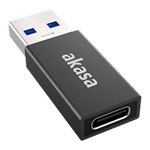Akasa USB Type-A Male to USB Type-C Female Adapter Black/Space Grey