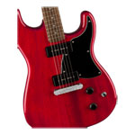 Squier - Paranormal Strat-O-Sonic, Laurel Fingerboard, Black Pickguard, Crimson Red Transparent