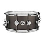 DW 14" x 6.5" Satin Black Nickel Over Brass Collector's Series Snare Drum with Chrome Hardware
