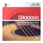 D'Addario EJ17-3D 13-56 Medium Acoustic Guitar Strings 3-Pack