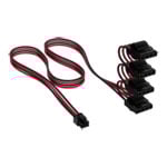 Corsair Premium Black/Red Individually Sleeved Peripheral Power (Molex) Type-5 PSU Cable