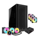 Corsair 5000D Core Airflow Black + RM1000x Black PSU, 3X QX120 Fans + H150i RGB LINK Cooler