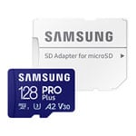 Samsung Pro Plus 128GB (2024) 4K Ready MicroSDXC Card UHS-I U3 with SD Adapter