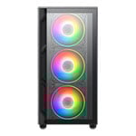 Vida Lucid Black MicroATX Tower Tempered Glass PC Gaming Case inc 4x ARGB Fans