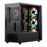 Vida Lucid Black MicroATX Tower Tempered Glass PC Gaming Case inc 4x ARGB Fans