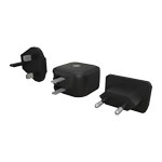 ICY BOX 2-port UK/US/EU Travel Wall Charger 1C1A 30W