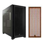Corsair 4000D Airflow Black Chassis + Corsair 4000 Series Wooden PC Front Panel (Teak) Bundle