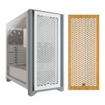 Corsair 4000D Airflow White Chassis + Corsair 4000 Series Wooden PC Front Panel (Bamboo) Bundle