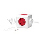 Allocacoc PowerCube 'Extended' 5-Socket Mains Extension, Lead Red UK