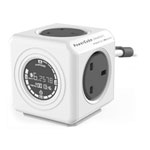 Allocacoc PowerCube 'Extended Monitor' Electricity Cost Tracking 4-Socket Mains Extension Lead, Grey