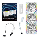 Lian Li UNI FAN SL Wireless Reverse Blade 120mm ARGB PWM Fan White 3PK With Hub