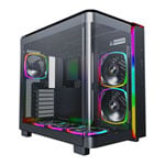 Open Box Montech KING 95 PRO Black Mid Tower Dual Chamber Case with 6 ARGB Fans and 10 Port ARGB Hub