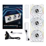 Lian Li UNI TL LCD Wireless Reverse Blade 120mm ARGB PWM Fan White 3 Pack with L-Wireless Hub