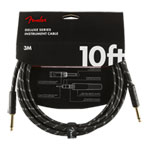 Fender Deluxe Series Instrument Cable, Straight/Straight, Black Tweed (10 ft)