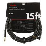 Fender Deluxe Series Instrument Cable, Straight/Angle, Black Tweed (15 ft)