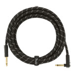 Fender Deluxe Series Instrument Cable, Straight/Angle, Black Tweed (15 ft)