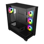 FSP M340 Tempered Glass Mid Tower PC Gaming Case with 4x 120mm ARGB Fans Black