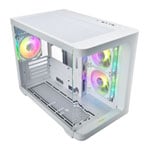 FSP S380 ARGB Dual Chamber MicroATX Tempered Glass PC Gaming Case with 3x 120mm ARGB Fans White