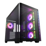 FSP M580 ARGB Dual Chamber Mid Tower Tempered Glass Compact Gaming Case with 4x120mm ARGB Fans Black
