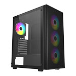 FSP M220 Tempered Glass Mid Tower PC Gaming Case with 4x 120mm ARGB Fans Black