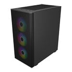 FSP M220 Tempered Glass Mid Tower PC Gaming Case with 4x 120mm ARGB Fans Black