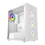 FSP M220 Tempered Glass Mid Tower PC Gaming Case with 4x 120mm ARGB Fans White