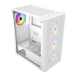 FSP M220 Tempered Glass Mid Tower PC Gaming Case with 4x 120mm ARGB Fans White